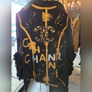 Customize Black Jacket with Gold Artistic Accents